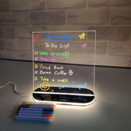 3D Acrylic Message Writing Board with LED Base & Neon Pens