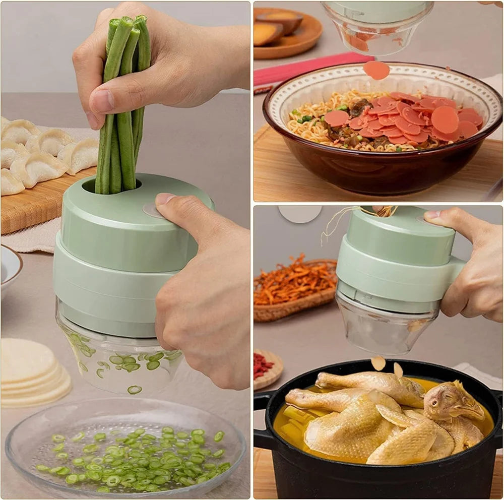 4-in-1 Electric Portable Vegetable Cutter with Brush