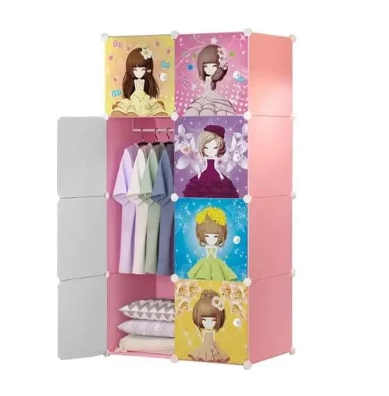 Portable Closet Wardrobe Cube for Hanging Clothes for Books, Toys,(8Box Barbie)