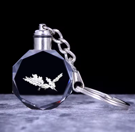Crystal Anime Figure Keychain Cartoon Pocket Ball Monsters Glass KeyRing Christmas Birthday Gifts For Kids.