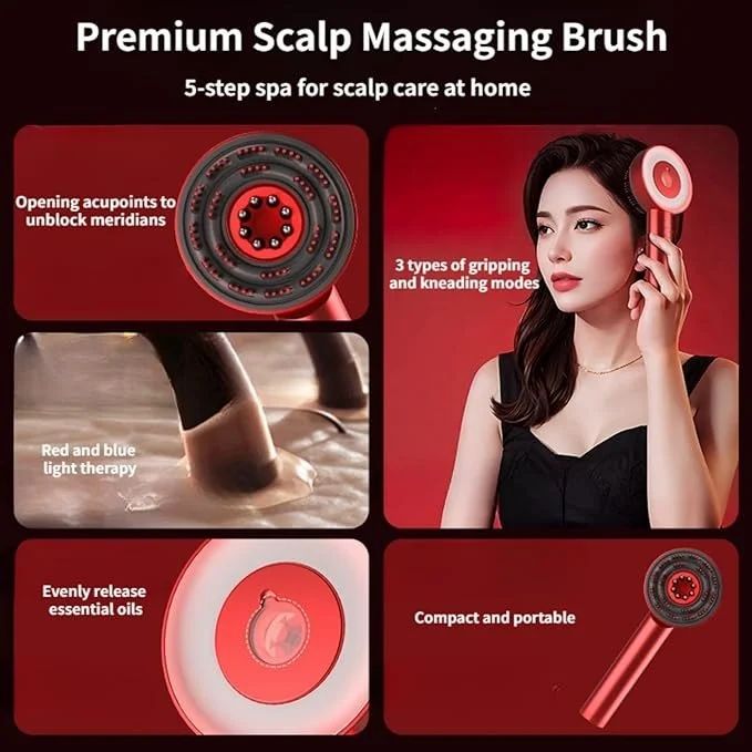 Premium Head Scalp Electric Massager Comb for Hair Scalp Massage Brush with 2In1 Hair Oil Applicator
